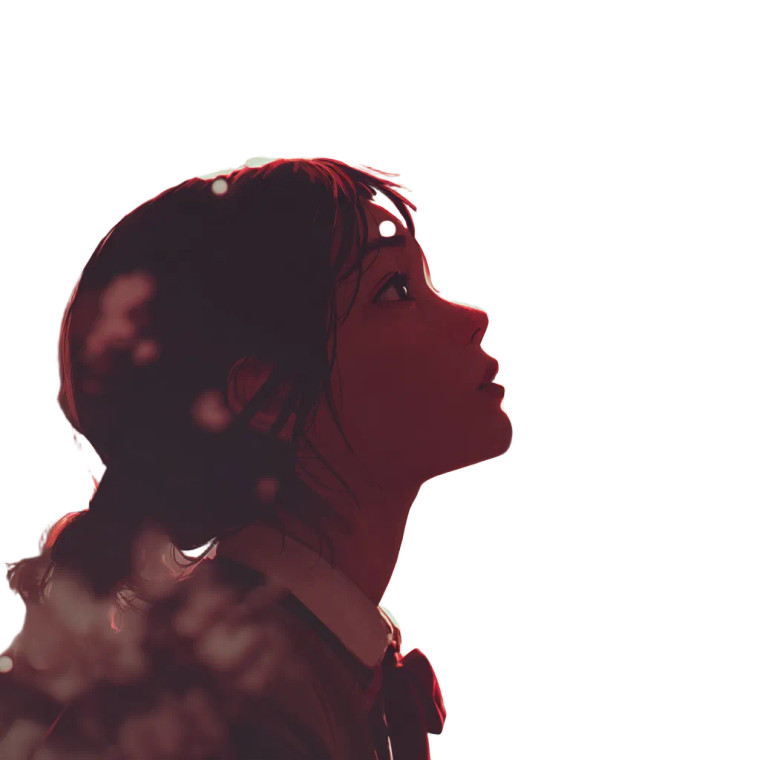 Girl With Cherry Blossom Vinyl Car Decal Sticker – Waterproof & UV-Resistant 8"