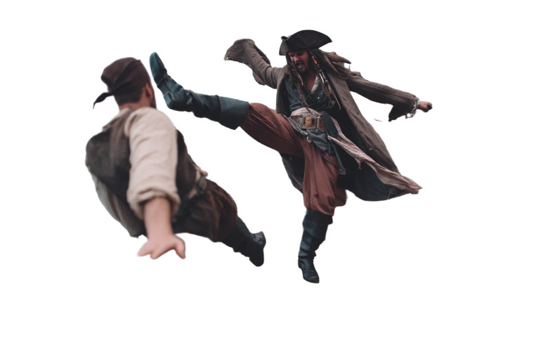 Pirate Kicking Man Vinyl Car Decal Sticker – Waterproof & UV-Resistant 8"