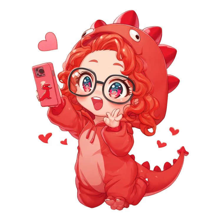 Chibi Dinosaur Girl V2 Vinyl Car Decal Sticker – Waterproof & UV-Resistant 8"