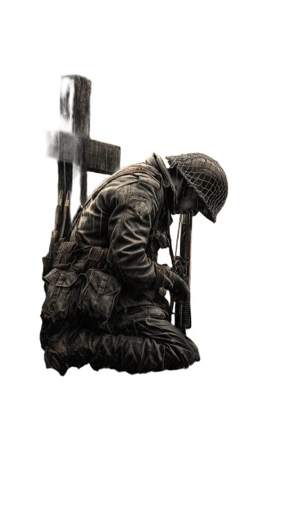 Grieving Soldier Memorial Vinyl Car Decal Sticker – Waterproof & UV-Resistant 8"