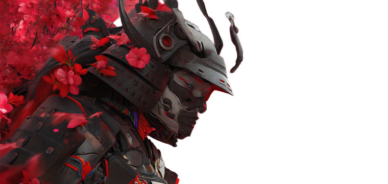 Mecha Samurai Blossom Vinyl Car Decal Sticker – Waterproof & UV-Resistant 8"