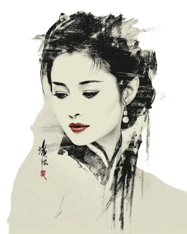 Chinese Elegant Lady Vinyl Car Decal Sticker – Waterproof & UV-Resistant 8"