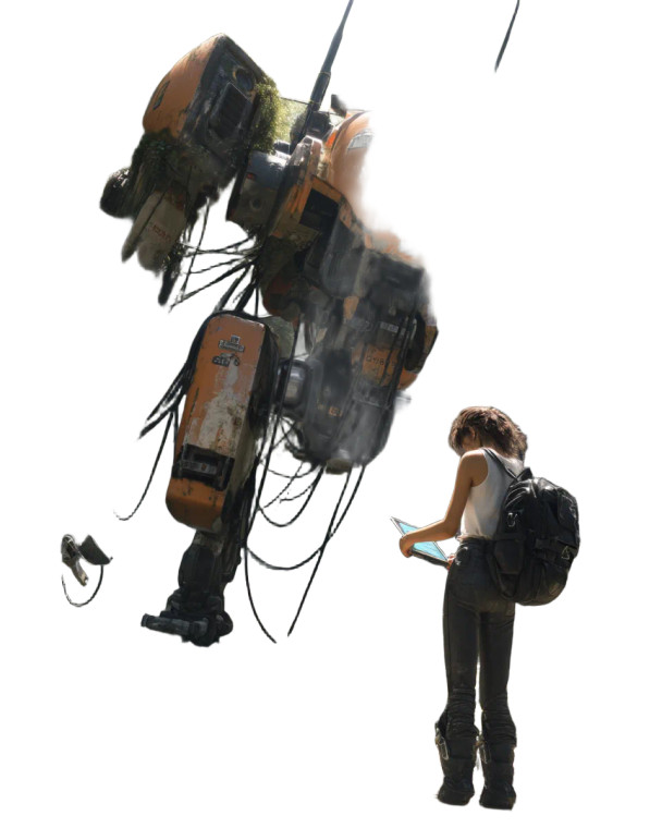 Futuristic Mecha Encounter Vinyl Car Decal Sticker – Waterproof & UV-Resistant 8"