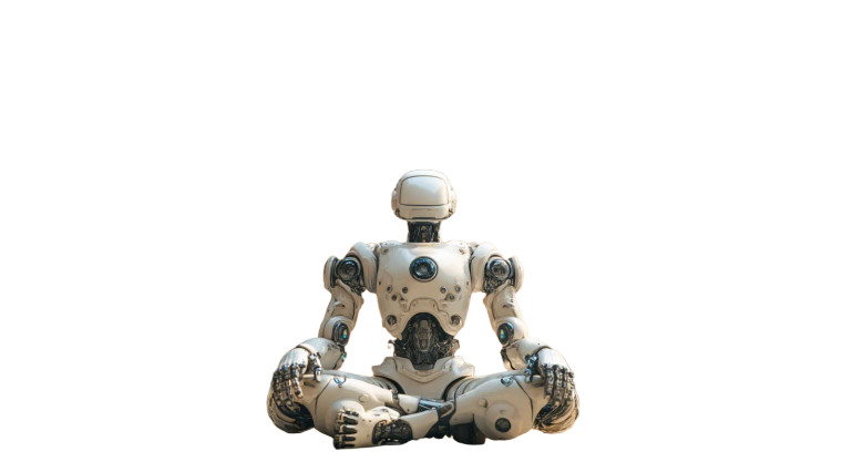 Meditating Futuristic Robot Vinyl Car Decal Sticker – Waterproof & UV-Resistant 8"