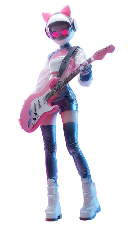 Cyberpunk Guitar Girl Vinyl Car Decal Sticker – Waterproof & UV-Resistant 8"