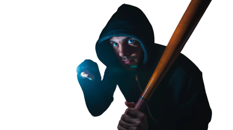 Burglar With Bat Vinyl Car Decal Sticker – Waterproof & UV-Resistant 8"