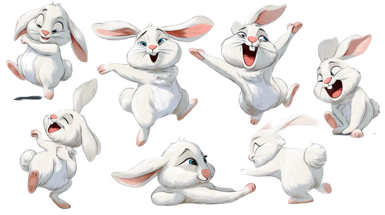 Happy Cartoon Rabbit Vinyl Car Decal Sticker – Waterproof & UV-Resistant 8"