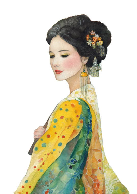 Asian Beauty Watercolor Vinyl Car Decal Sticker – Waterproof & UV-Resistant 8"