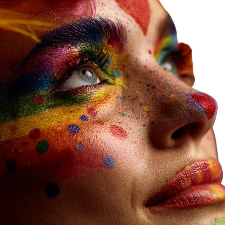 Rainbow Makeup Portrait Vinyl Car Decal Sticker – Waterproof & UV-Resistant 8"
