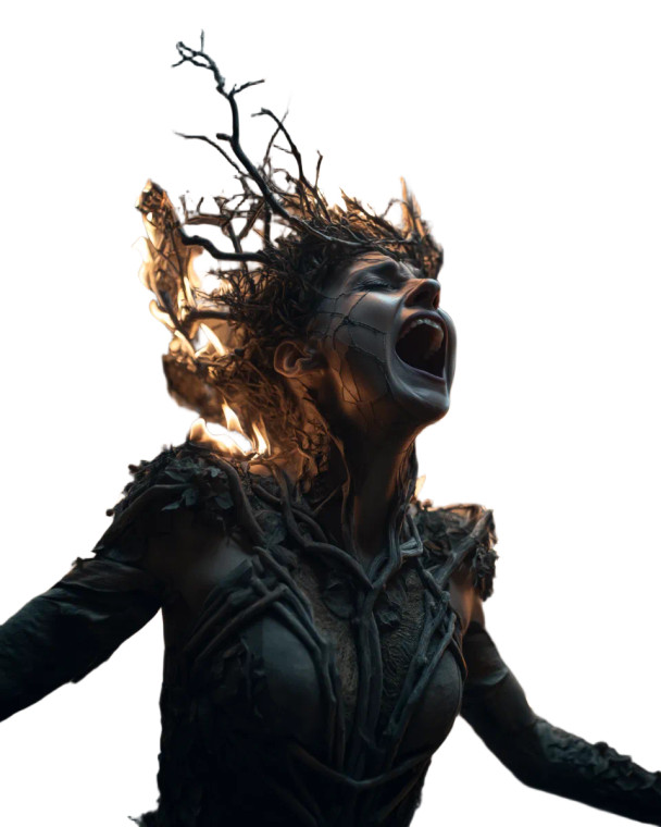 Burning Branch Woman Vinyl Car Decal Sticker – Waterproof & UV-Resistant 8"