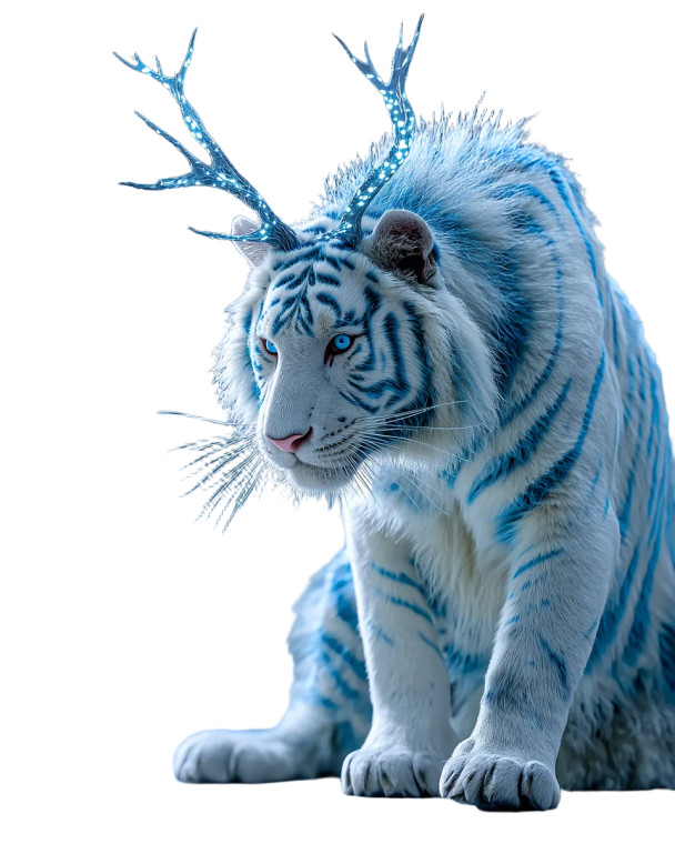 Futuristic Fluffy Tiger Vinyl Car Decal Sticker – Waterproof & UV-Resistant 8"