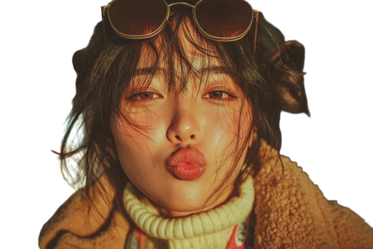 Korean Woman Selfies Vinyl Car Decal Sticker – Waterproof & UV-Resistant 8"