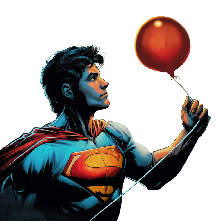 Superman With Balloon Vinyl Car Decal Sticker – Waterproof & UV-Resistant 8"