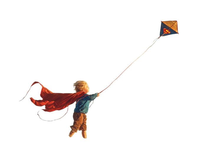 Boy Flying Superman Kite Vinyl Car Decal Sticker – Waterproof & UV-Resistant 8"