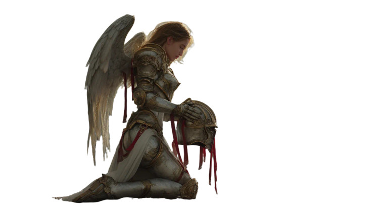 Angelic Warrior Sorrow Vinyl Car Decal Sticker – Waterproof & UV-Resistant 8"