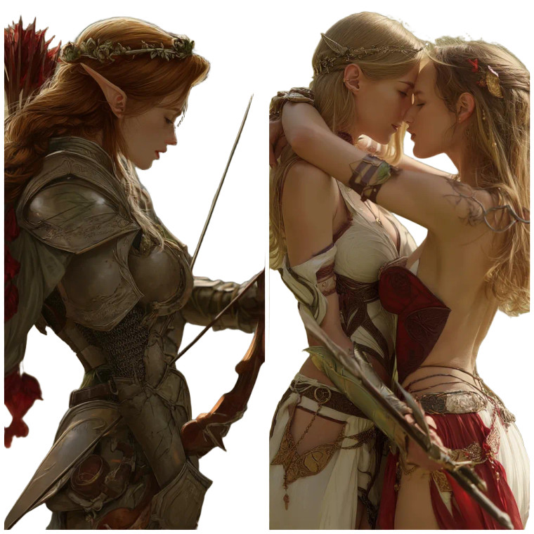 Elven Warrior Maidens Vinyl Car Decal Sticker – Waterproof & UV-Resistant 8"