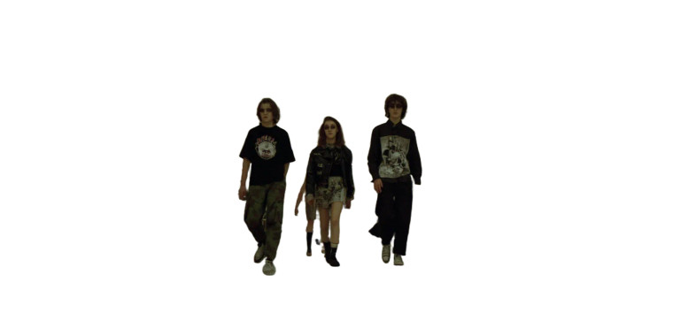 Punk Kids Entering Mall Vinyl Car Decal Sticker – Waterproof & UV-Resistant 8"