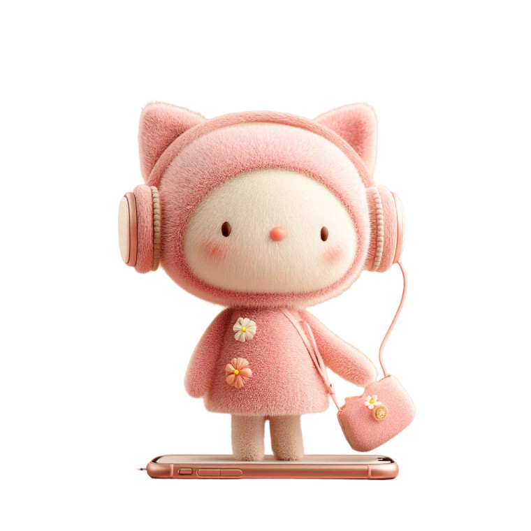 Pink Cat With Headphones Vinyl Car Decal Sticker – Waterproof & UV-Resistant 8"