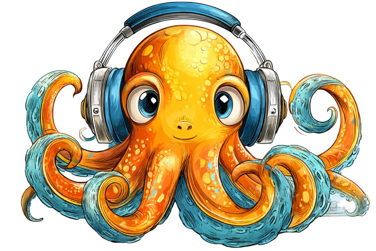 Cute Octopus Headphones Vinyl Car Decal Sticker – Waterproof & UV-Resistant 8"