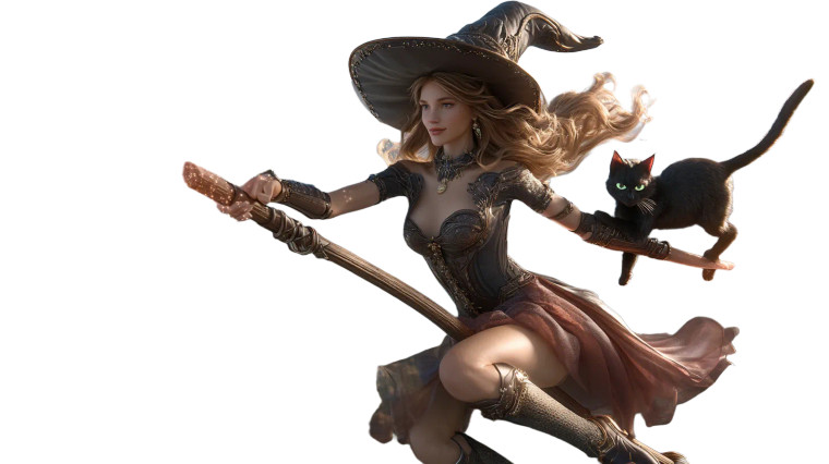 Witch Night Flight Vinyl Car Decal Sticker – Waterproof & UV-Resistant 8"