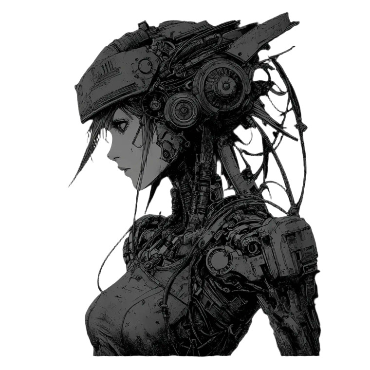 Cybernetic Manga Woman Vinyl Car Decal Sticker – Waterproof & UV-Resistant 8"