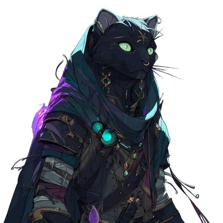 Tabaxi Rogue Sorcerer Vinyl Car Decal Sticker – Waterproof & UV-Resistant 8"