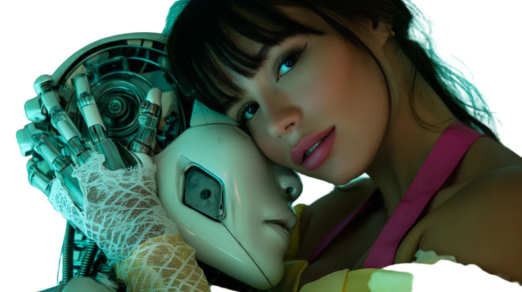 Futuristic Hug Vinyl Car Decal Sticker – Waterproof & UV-Resistant 8"