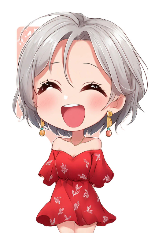 Joyful Silver-Haired Girl Vinyl Car Decal Sticker – Waterproof & UV-Resistant 8"
