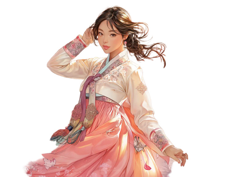 Graceful Hanbok Woman Vinyl Car Decal Sticker – Waterproof & UV-Resistant 8"