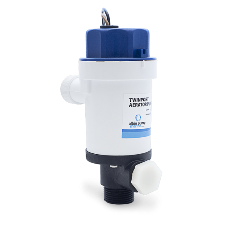 Albin Livewell Pump | Twinport Aerator - Superior 750 GPH & 660 GPH Flow | Tough Thermoplastic Housing | 12V DC