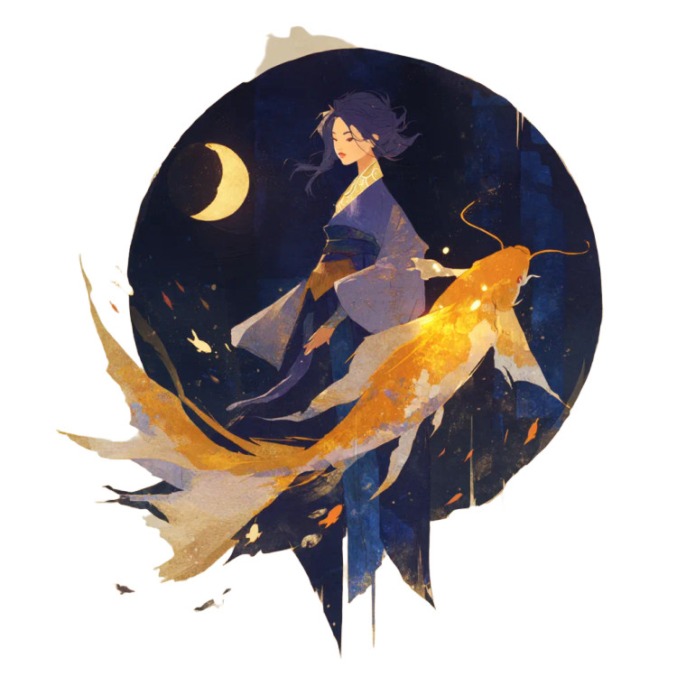 Koi Fish Princess Vinyl Car Decal Sticker – Waterproof & UV-Resistant 8"