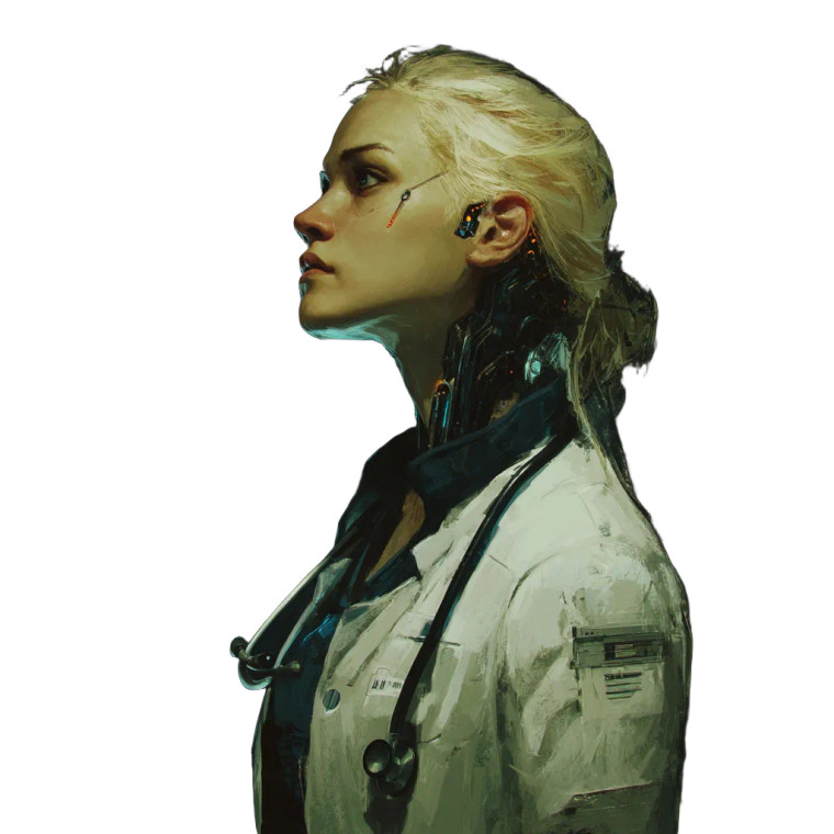 Cyberpunk Doctor Portrait Vinyl Car Decal Sticker – Waterproof & UV-Resistant 8"