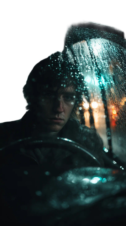 Rainy Night Drive Vinyl Car Decal Sticker – Waterproof & UV-Resistant 8"