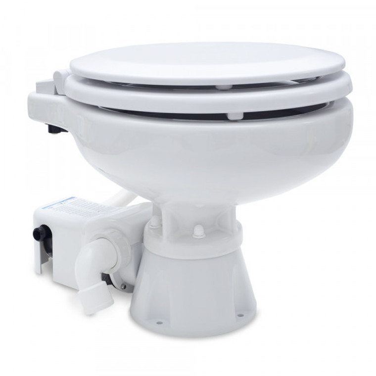 Albin Marine Series Electric Flush Toilet | White Wooden Seat | One Touch Control | Waste Disposal in One Operation