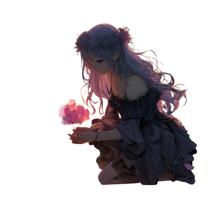 Ethereal Anime Flower Maiden Vinyl Car Decal Sticker – Waterproof & UV-Resistant 8"