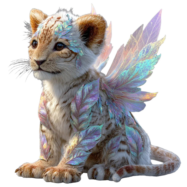 Iridescent Winged Cub Vinyl Car Decal Sticker – Waterproof & UV-Resistant 8"