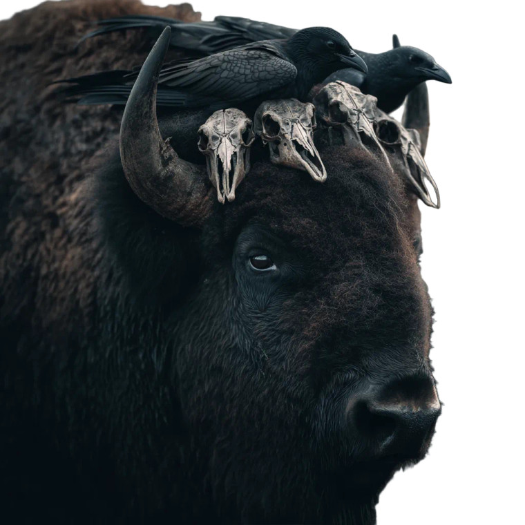 Bison With Headdress Vinyl Car Decal Sticker – Waterproof & UV-Resistant 8"