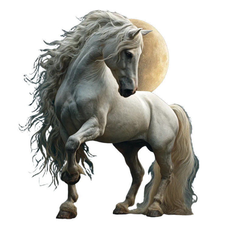 Mystical White Horse Vinyl Car Decal Sticker – Waterproof & UV-Resistant 8"