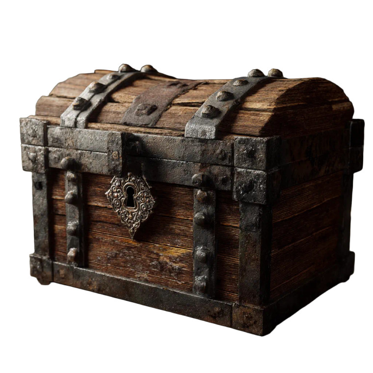 Wooden Treasure Chest Vinyl Car Decal Sticker – Waterproof & UV-Resistant 8"