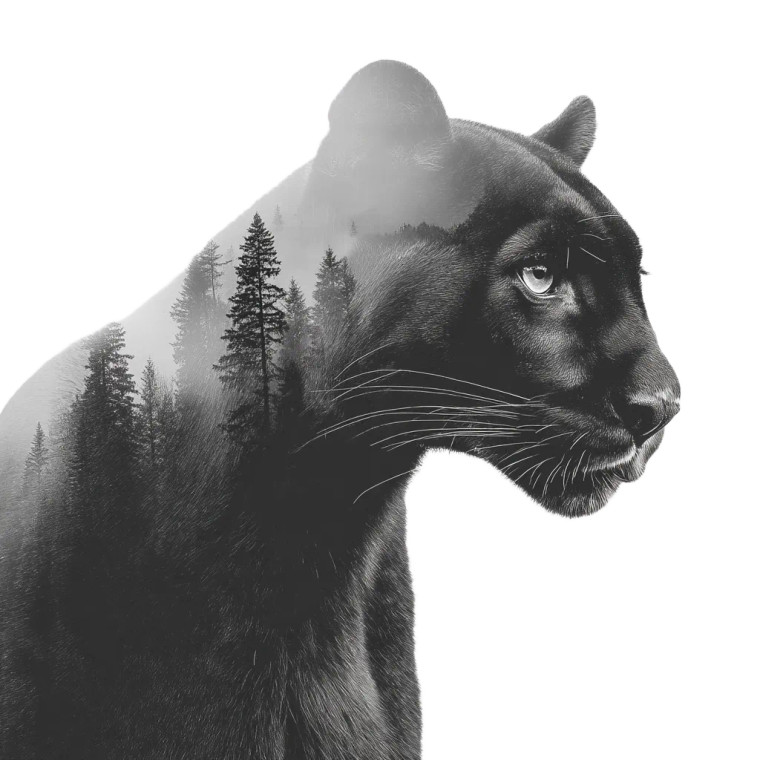 Panther Double Exposure V3 Vinyl Car Decal Sticker – Waterproof & UV-Resistant 8"