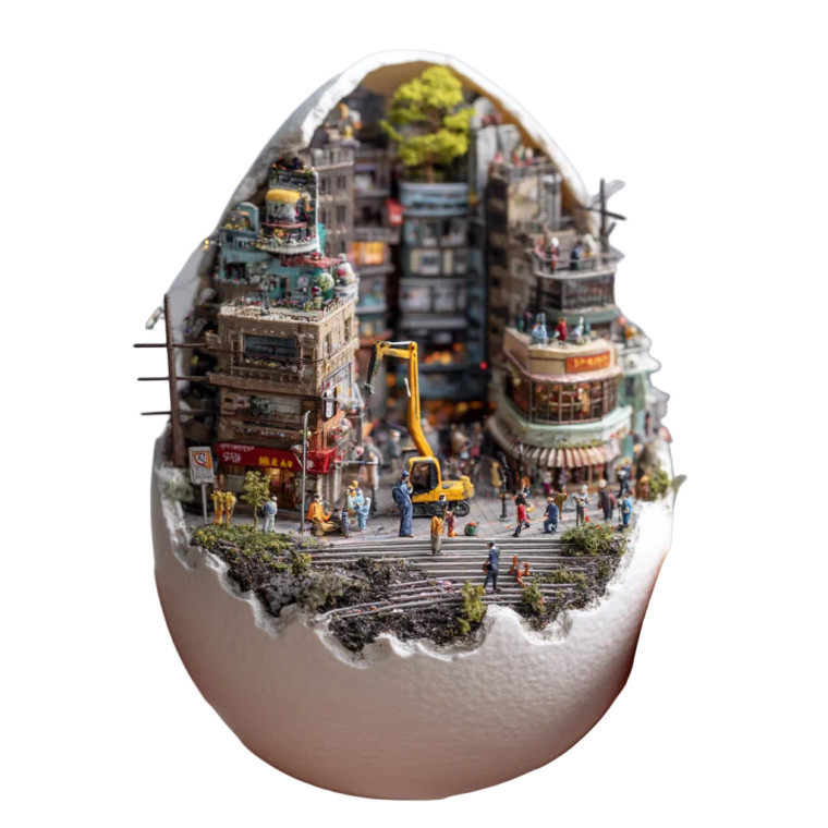 Miniature City Egg Vinyl Car Decal Sticker – Waterproof & UV-Resistant 8"