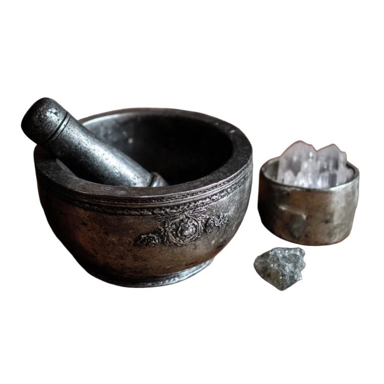 Silver Mortar Pestle Vinyl Car Decal Sticker – Waterproof & UV-Resistant 8"