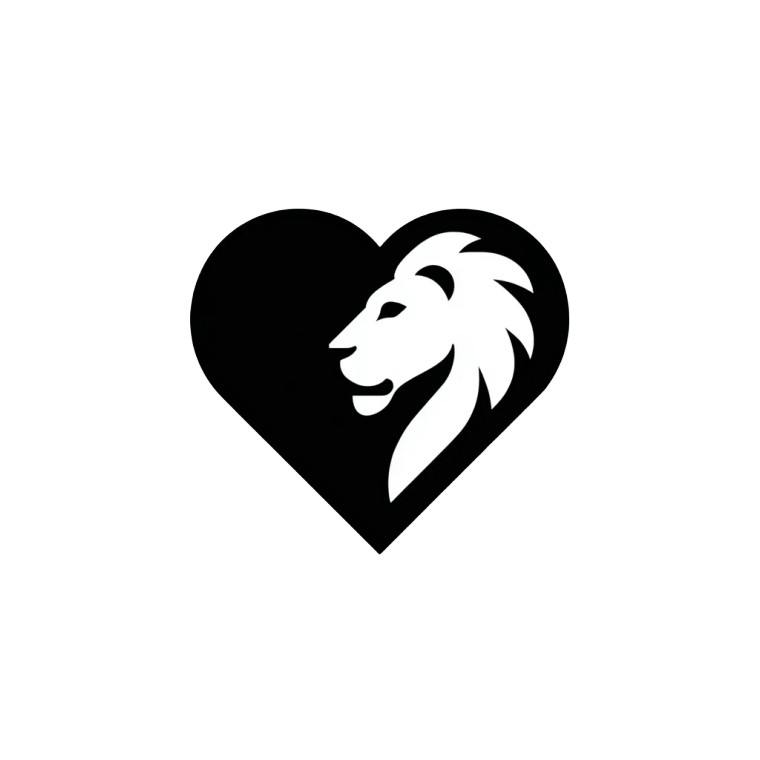 Heart Lion Logo Vinyl Car Decal Sticker – Waterproof & UV-Resistant 8"