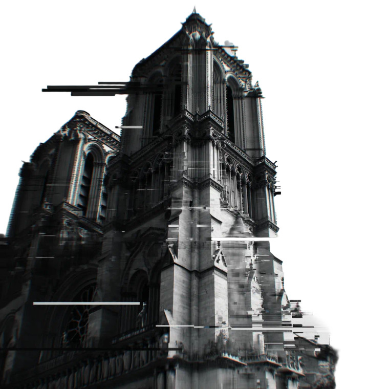 Gothic Cathedral Glitch Vinyl Car Decal Sticker – Waterproof & UV-Resistant 8"