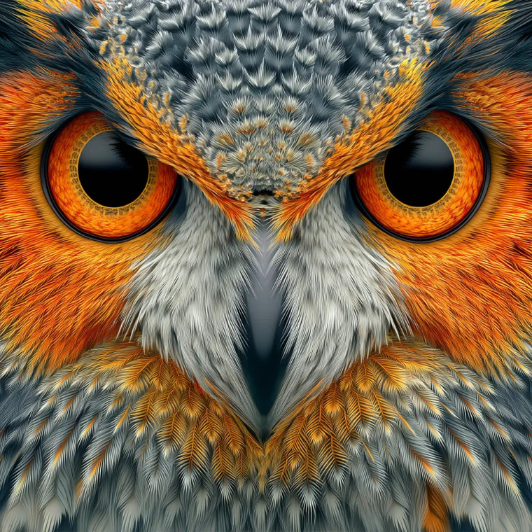 Fractal Owl Face Vinyl Car Decal Sticker – Waterproof & UV-Resistant 8"