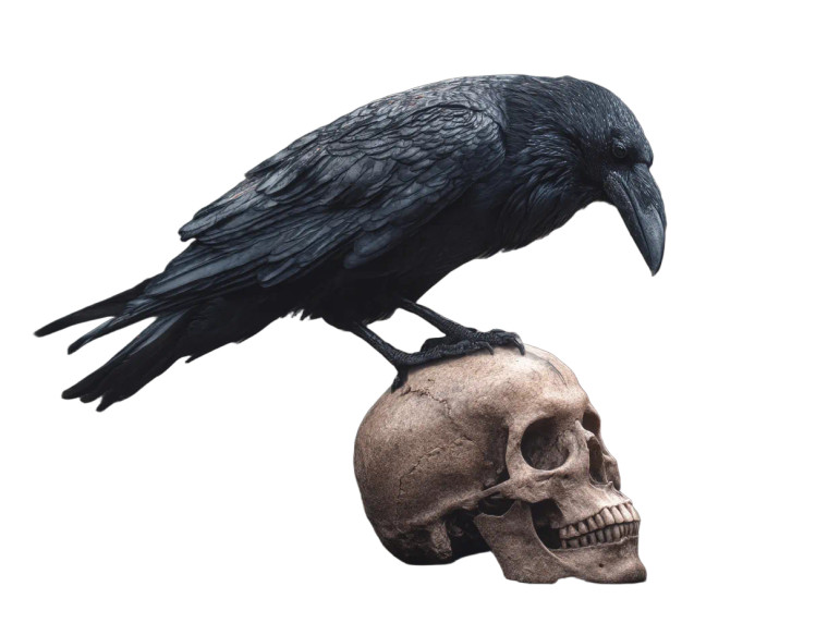 Raven On Skull Vinyl Car Decal Sticker – Waterproof & UV-Resistant 8"