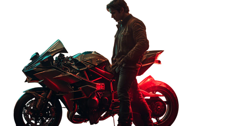 Futuristic Biker Portrait Vinyl Car Decal Sticker – Waterproof & UV-Resistant 8"