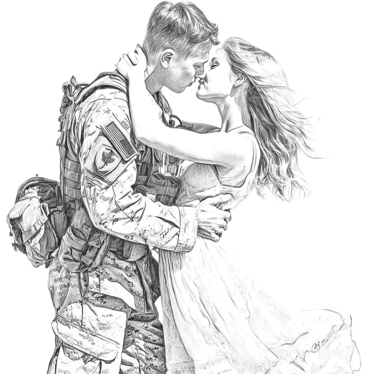 Military Love Scene Vinyl Car Decal Sticker – Waterproof & UV-Resistant 8"