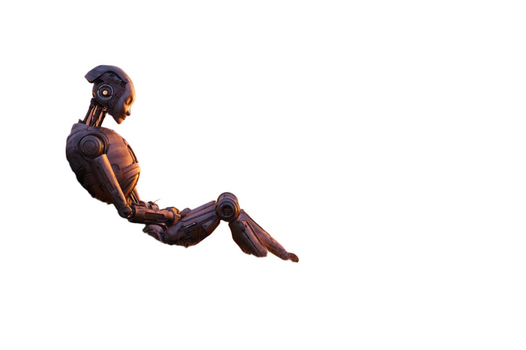 Sleeping Retro-Futuristic Robot Vinyl Car Decal Sticker – Waterproof & UV-Resistant 8"