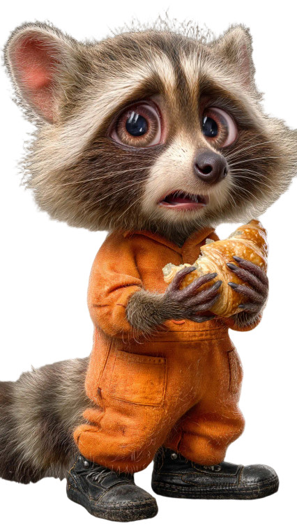 Panicked Raccoon Character Vinyl Car Decal Sticker – Waterproof & UV-Resistant 8"